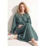 Hooopstore Büzgülü Uzun Ada Çayı Elbise