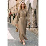 Hooopstore Büzgülü Uzun Camel Elbise