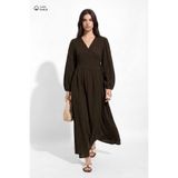 Hooopstore Kimono Kapama Uzun Müslin Kahve Elbise