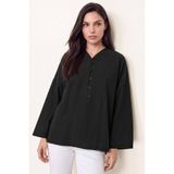 Hooopstore V Yaka Oversize Siyah Bluz