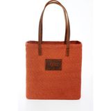 Hooq Design Tarçın El Örgüsü Omuz Çantası - Kahve - Tarçın - Kiremit - 30x30x9,5