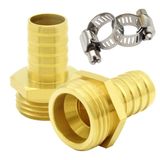 Hooshing 2 adet bahçe hortumu erkek adaptörü 5/8 "Barb x 3/4" GHT erkek iplik katı pirinç hortum konektörleri kelepçeleri ile