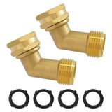 Hooshing 45 Derece Bahçe Hortumu Dirsek Konektörü 3/4 "GHT Prinç Hortum Kink Önleyici RV Su Açık Musluk, 2 Paket
