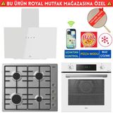 Hoover Falco Telefon Bağlantılı Beyaz Ankastre Set (HO3158W+ HHW6LMX/TK Inox Emaye + HDG6C2GWTK )