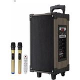 Hoparlör Çift Mikrofon, Bluetooth, Usb, Sd Kart Kumandalı 100WATT Karaoke Sistemi Tekerlekli Amfi