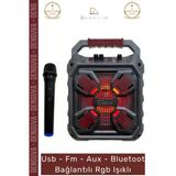 #Hoparlör Taşınabilir Bluetooth Amfili Hoparlör 65 İnç Usb Aux Şarjlı Mikrofon Siyah Karaoke Box