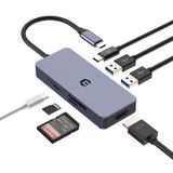 HOPDAY 7 in 1 USB C Hub, USB C Adaptörü, HDMI 4K USB C ile Çift Monitör Multiport Adaptör, Tablet ve Dizüstü Bilgisayar için Dongle, USB 3.0 USB-A/C Bağlantı Noktası, 100W PD, SD/TF Kart Okuyucu