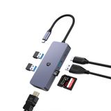 HOPDAY 7'si 1 arada USB C Hub, 4K HDMI Çift Ekranlı USB C Adaptörü, 100W Tip C PD, USB 3.0 5Gbps, SD/TF, Dizüstü Bilgisayar, XPS, Yüzey için HDMI Multiport Dongle'a USB C