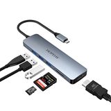 HOPDAY USB C Hub, MacBook Pro/Air için 6'sı 1 Arada Çift Ekranlı USB C Adaptörü, Dell, Yüzey, HP, Lenovo ve Diğer Tip C Aygıtları için USB 3.0 5Gbps Hızlı Bağlantı İstasyonu (4K HDMI, SD/TF, USB A