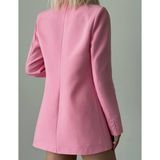 Hope And Me Kadın Keten Kruvaze Astarlı Blazer Ceket - Pembe