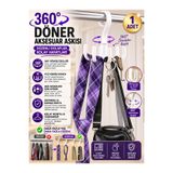 HopeWay Home 360° Döner Aksesuar Askısı 4'lü Kancalı Kravat Kemer Çanta Eşarp Düzenleyici Dolap İçi Organizer (1 Adet)
