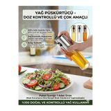 HopeWay Home Cam Püskürtmeli Yağdanlık - 100ml Airfryer Yağ Spreyi, Zeytinyağı ve Sirke Püskürtücü - Mutfak Spreyi