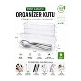 HopeWay Home Çok Amaçlı Organizer Kutu | Çatal Kaşık Bıçak Saklama Kutusu | Seyahat ve Piknik Taşıma Kutusu | Diş Fırçası Kutusu | BPA Free Şeffaf Saklama Kabı | 6 Adet