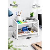 HopeWay Home Masaüstü Organizer 2 Katlı Masa Üstü Düzenleyici Raf Ofis ve Çalışma Masası Organizeri Beyaz 23x16x16 cm