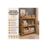 Hopiers Montessori Ahşap Oyuncak ve Kitap Rafı ( 3 Katlı )