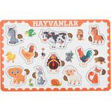 Hopiers Montessori Çiftlik Hayvanları Ahşap Bultak Puzzle Seti / Eğitici ve Eğlenceli, Çocuk Gelişimine Katkı Sağlayan Güvenli Oyuncak