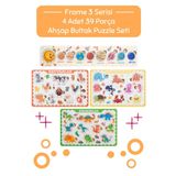 Hopiers Montessori Frame 3 Bultak Ahşap Puzzle Seti / Eğitici ve Zeka Geliştirici Oyuncak