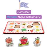 Hopiers Montessori Meyveler Ahşap Bultak Puzzele Seti - Eğitici - Öğretici Ve Güvenli Çocuk Oyuncağı