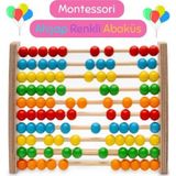 Hopiers Montessori Renkli Ahşap Abaküs - 12 Ay - Eğitici - Öğretici Ve Güvenli Çocuk Oyuncağı