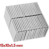 Hopinip 10 Adet 15X10X1.5 mm Köşeli Neodyum Mıknatıs N35 Magnet Dayanıklı Nikel Kaplama ( Lisinya )