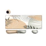 HOPONY Klavye Mouse Pad Seti, Masa Pedi + Klavye Bilek Dayanağı Desteği+Bilek Dayanağı, Kolay Yazma Ağrısı Giderici, 4 Adet (31,5 x 11,8 inç) Ergonomik XXL Ultra Kalın Mousepad Masa Mat Yapraklar