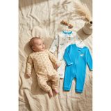 Hoppa 3'lü Fitilli Kaşkorse Pamuklu Erkek Bebek Tulumu Seti - Çene Korumalı Fermuarlı Yumuşak Pijama Takı