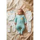 Hoppa Sky&dream 3'lü Pamuk Ribana Bebek Tulum Seti - Fermuarlı, Kuş ve Gökkuşağı Desenli Unisex Tulumu