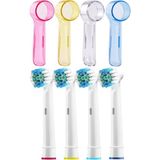 Hopsepete Oral B Uyumlu Şarjlı Diş Fırçası Yedek Başlığı Renkli Koruma Kapağı Seti - Pembe - Mavi - Sarı - Şeffaf