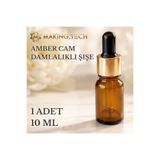 HORECA MARKET 10 ml Amber Cam Damlalıklı Şişe – Altın Kapaklı Boş Kozmetik Yağı ve Serum Şişesi