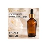 HORECA MARKET 100 ml Amber Cam Damlalıklı Şişe – Altın Kapaklı Boş Kozmetik Yağı ve Serum Şişesi