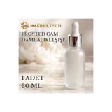 HORECA MARKET 30 ml Frosted Cam Damlalıklı Şişe – Gümüş Kapaklı Boş Kozmetik Yağı ve Serum Şişesi