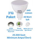 Horoz 6W MR16 LED Ampul Doğal Beyaz Işık 440 Lümen Kırık Beyaz Spot Ampul Iğne Bacak Ampul 220 Volt - 3 Adet