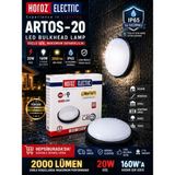 Horoz Artos -20 LED Tavan Armatürü 20W 2000LM IP65 Su Geçirmez Oval Nemliyer Amatürür Siyah Kasaü - Beyaz-6500K