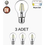 Horoz Aydınlatma Horoz 001-015-0006 LED Filament Ampul 6W Beyaz Işık - 3’lü Paket - RGB
