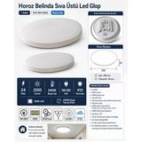 Horoz Belinda-24 24W Beyaz Işık 6400K Yuvarlak Sıva Üstü Led Glop Beyaz Kasa 2500Lm 24 Watt 220V Ip20 S. Ü.