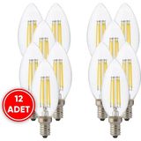 Horoz Candle 4W E14 Duy Filament Ampül Beyaz Işık 12 Adet Led