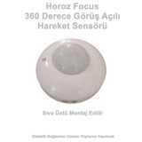 Horoz Focus 360 Derece Görüş Açılı Sıva Üstü Hareket Sensörü 1000W Ip44