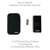 Horoz Next-D Siyah Uzaktan Kumandalı Melodili Pilli Kapı Zili 4.5V Dc Ip-20 (3Xaaa Pil Açık Alan 100Mt)