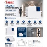 HOROZ POLO-S Radar Hareket Sensörü 800w (Micro Dalga RF Sensör Tipi) Açı 360 Derece Işık Süre ve Mes