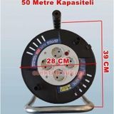 Horoz Roll-2 Plastik Boş Kablo Makarası 50Mt Kapasiteli Ip20 Monofaze 4 Prizli Termik Korumalı