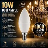 Horoz Ultra 10W E14 5 Li Paket Buji ve Mum LED Ampul - 10 - 20 W - Sarı
