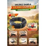 Hortum Evi 200 Metre 16mm Delikli Damla Sulama Seti – 20 cm Aralıklı Hazır Sistem Bahçe Sulama Hortumu