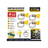Hortum Kelepçesi 4 Adet Plastik Kelebek Bağlantılı Paslanmaz Çelik Metal Hortum Kelepçesi 16-25 Mm Ayarlanabilir El Sı 1