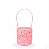 Hortum Saplı Kalpli Pembe Pelüş Kutu Küçük Boy - 12 cm