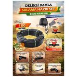 HortumEvi Akıllı Damla Sulama Seti 100m – WiFi Zamanlayıcı Dahil, 16mm 33cm Aralıklı Delikli Hortum, Bahçe Tarla Sera
