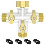HOSEFACT Bahçe hortumu ayırıcı, 3 yollu, ağır hizmet tipi metal + tip musluk bağlantısı, dış mekan bahçe için 4 silikon rondelalı