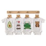 Hoşgeldin Bebek, Unisex, Dörtlü Set, Avokado-Mommy’s-Kurbağa ve Ayıcık Baskılı Badi Hediye Seti