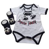 Hoşgeldin Bebek, Yenidoğan Unisex Bebek, Siyah Beyaz Fanatik Taraftar Badi ve Aksesuarlı Çorap Hediye Seti (9-12 AY)