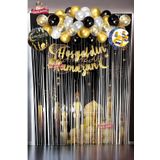 Hoşgeldin Ramazan Baskili Arkafonu Ve Yazili Siyah Folyo Balonlu Gold Gümüş Balon Zincirli Set, 7778282240020