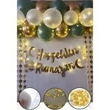 Hoşgeldin Ramazan Gold Yazı Ledli Zincir Balon Seti 11 Ayın Sultanı Ramazan Bayramı Oda Süsleme Seti